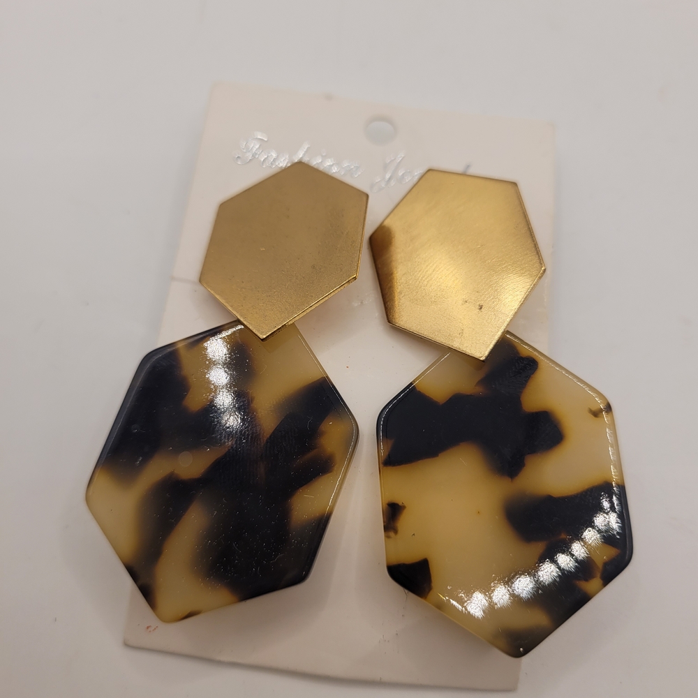 Hexagon Tortoise Shell Earrings
